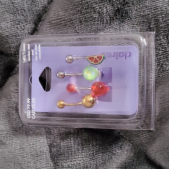 Claires belly button ring 4 pack stainless steel 14G - Picture 1 of 2
